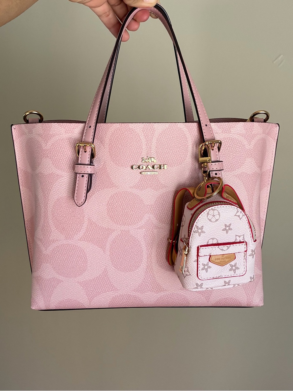 Pink Monogram Mini Backpack Keychain Bag Charm
